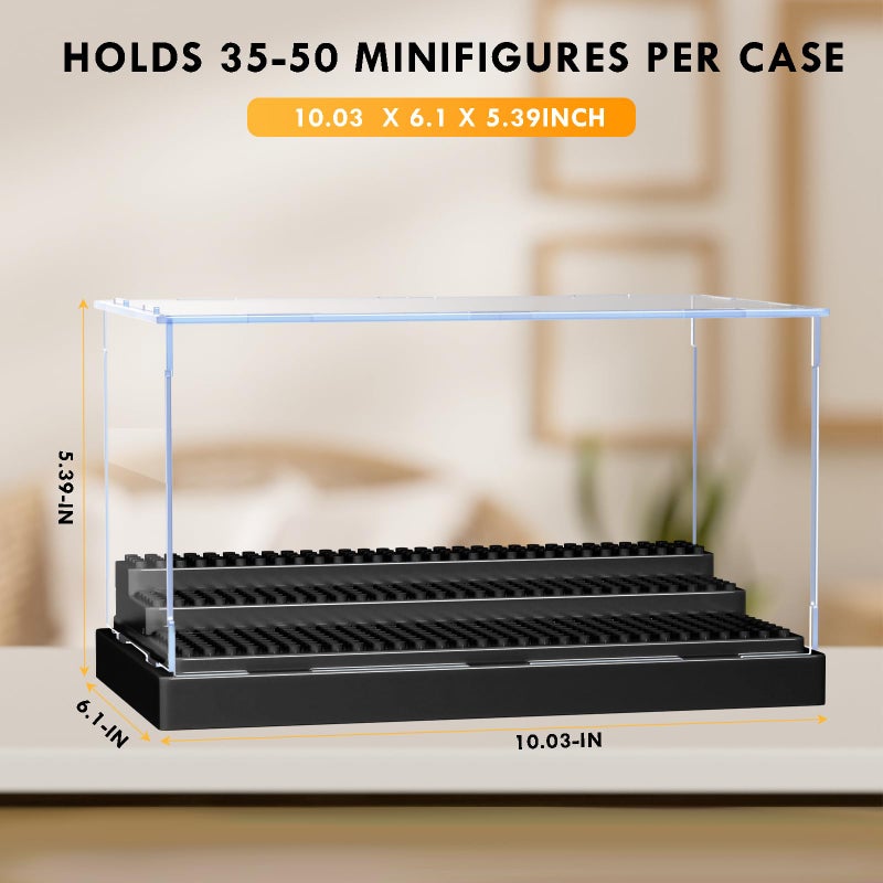 KKU Display Case for Minifigure Action Figures Blocks  Acrylic Minifigure Display Case Box Storage with 3 Movable Steps Gift for Kids Adults (Black  1 Pack) - Image 4